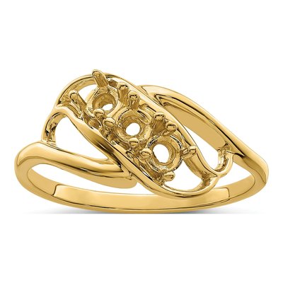 14K Yellow Gold 3-Stone Mother's Ring Mounting – view 7