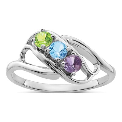 Sterling Silver Personalized 3-Stone Mother's Ring – view 2