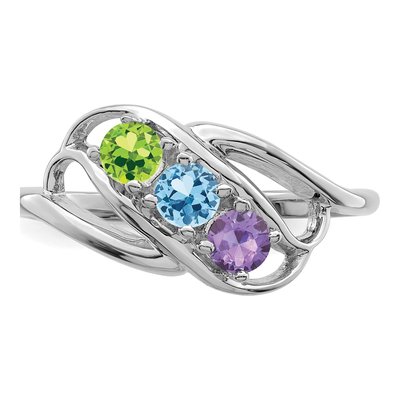 Sterling Silver 3-Stone Mother's Ring Mounting – view 5
