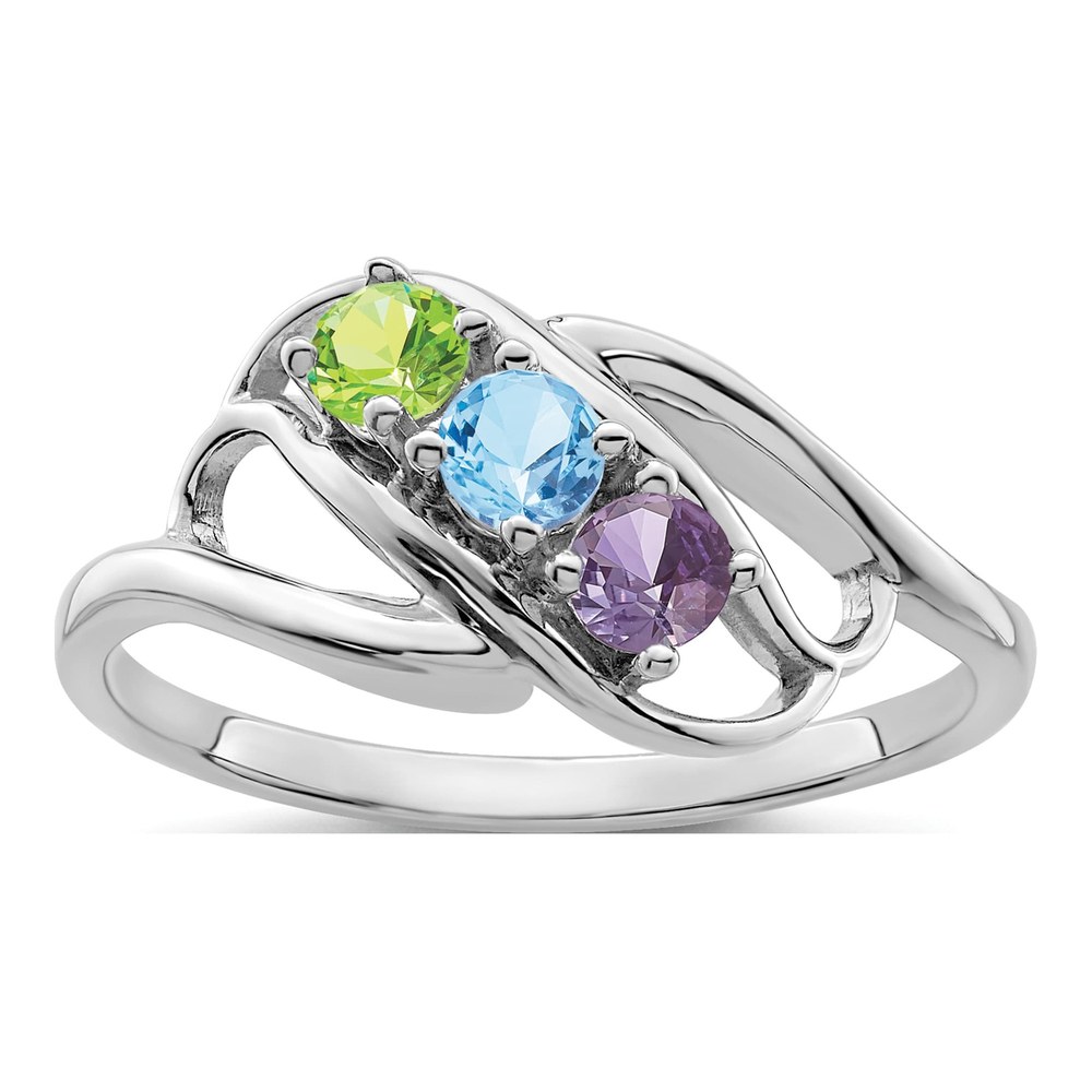 14K White Gold Family Mother's Ring