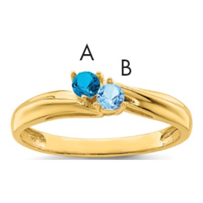 14K Yellow Gold 2-Stone Mother's Ring Mounting – view 2