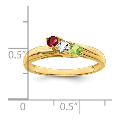 14K Yellow Gold 3-Stone Mother's Ring Mounting – view 5