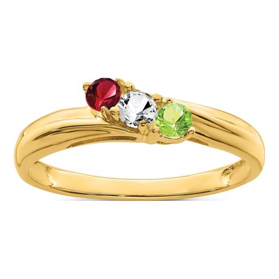 14K Yellow Gold 3-Stone Mother's Ring – view 2