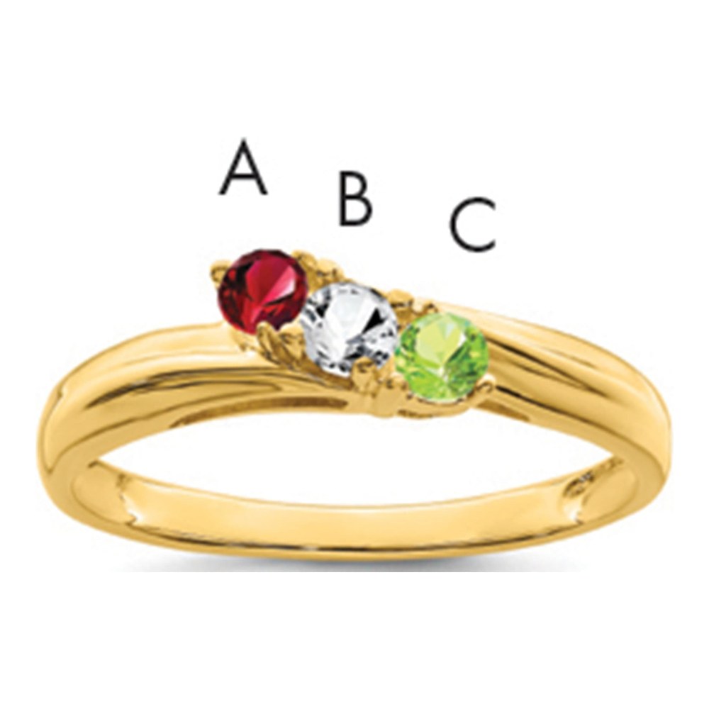 14K Yellow Gold 3 Stone Mother's Ring, Made to Order