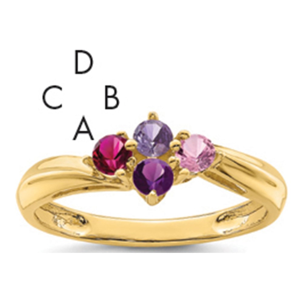 14K Genuine 4 Stone Mother's Ring