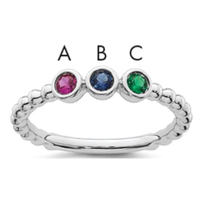 14K White Gold 3-Stone Mother's Ring Mounting