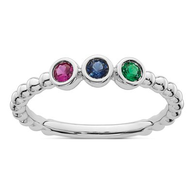 14K White Gold Mother's 3-Birthstones Ring – view 2