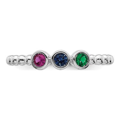 14K White Gold Mother's 3-Birthstones Ring – view 5