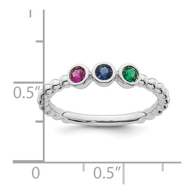 14K White Gold Mother's 3-Birthstones Ring – view 6