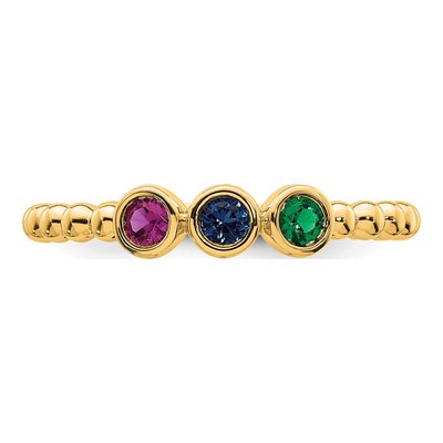 14K Yellow Gold 3-Stone Mother's Ring Mounting – view 5