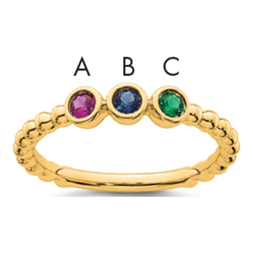 14K 3 Synthetic Birthstone Mother's Ring