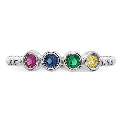 14K White Gold 4-Stone Mother's Ring Mounting – view 6