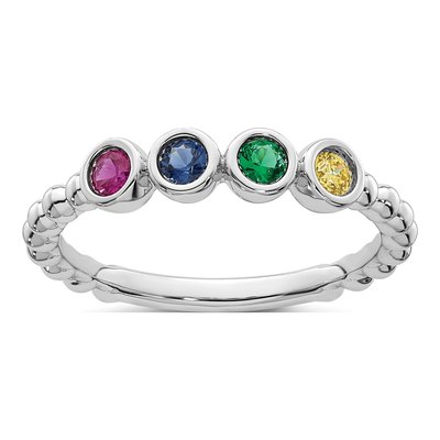 14K White Gold 4-Stone Mother's Ring Mounting