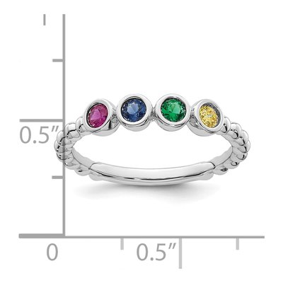 14K White Gold 4-Stone Mother's Ring – view 6