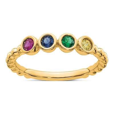 14K Yellow Gold 4-Birthstone Mother's Ring Mounting – view 2