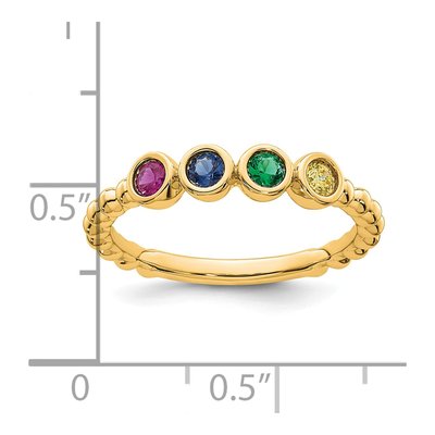 14K Yellow Gold Mother's 4-Birthstones Ring – view 6