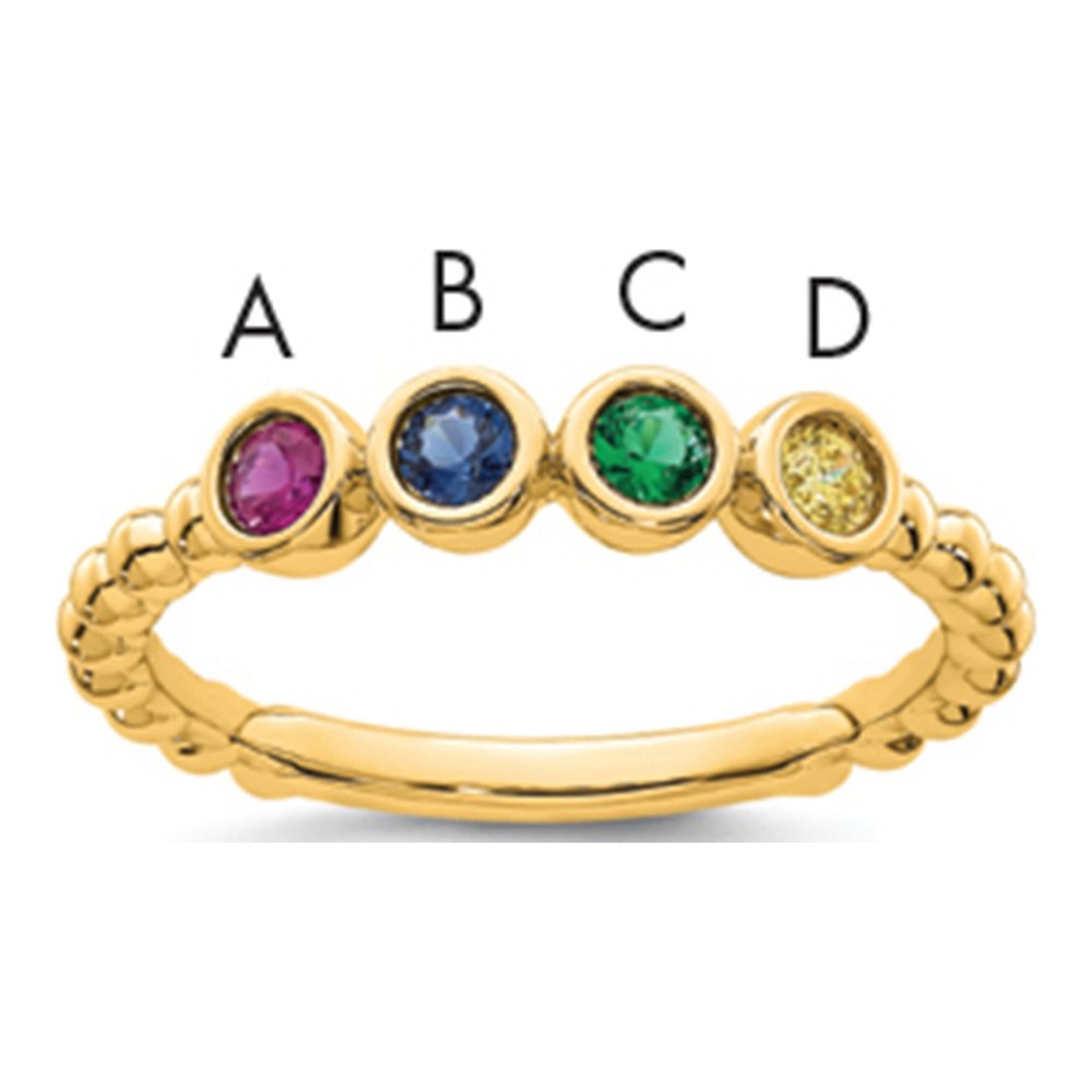 14K 4 Synthetic Birthstone Mother's Ring