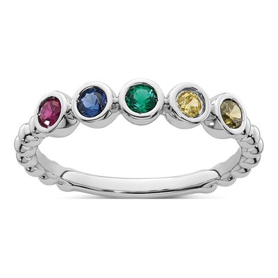 14K White Gold 5-Birthstone Mother's Ring Mounting – view 2