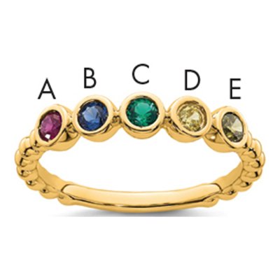 14K Yellow Gold 5-Stone Birthstone Mother's Ring