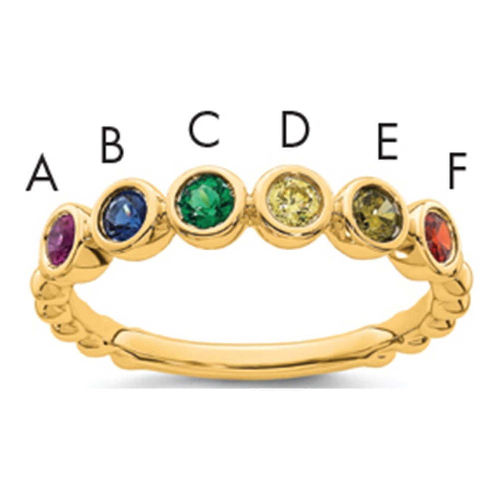 14K 6 Synthetic Birthstone Mother's Ring