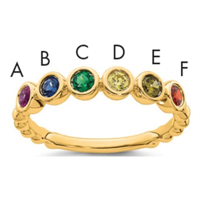 14K Yellow Gold Mother's Ring