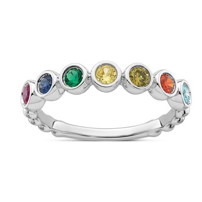 14K White Gold 7-Stone Mother's Ring Mounting – view 2
