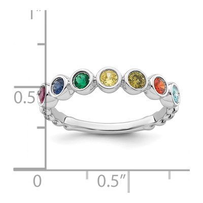 14K White Gold 7-Stone Mother's Ring Mounting – view 6