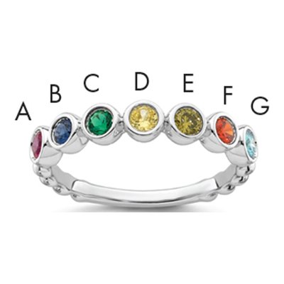 14K White Gold 7-Stone Mother's Ring Mounting