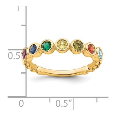 14K Yellow Gold 7-Stone Mother's Birthstone Ring – view 6