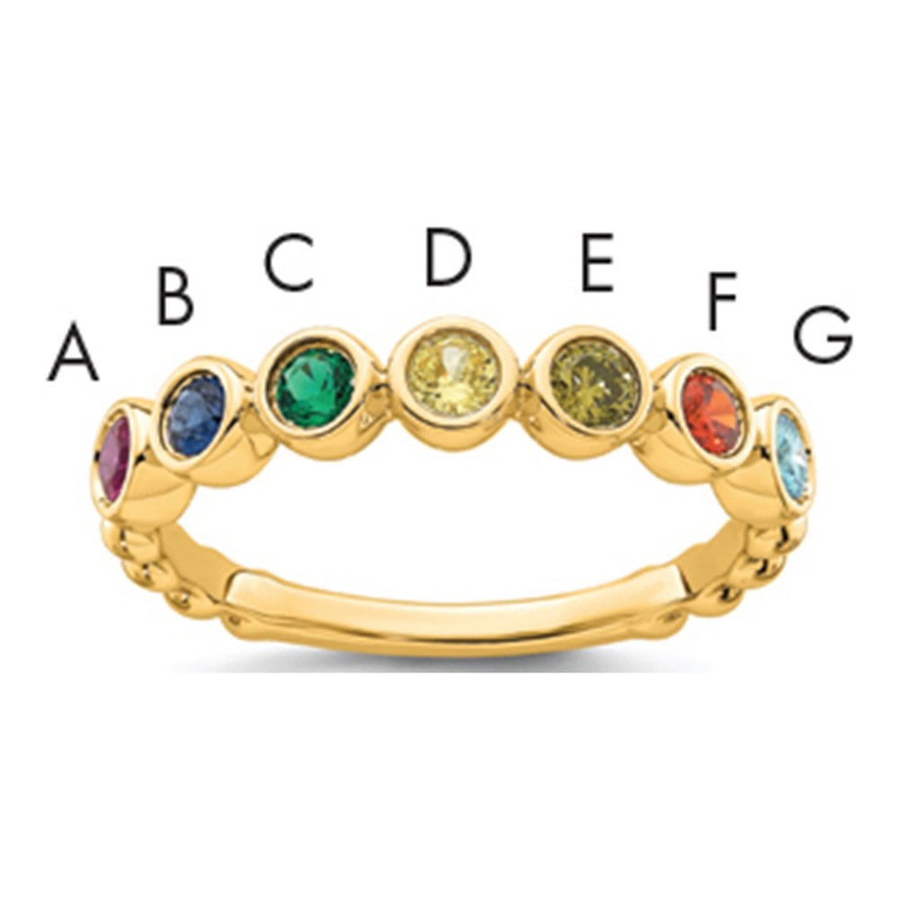 14K 7 Synthetic Birthstone Mother's Ring