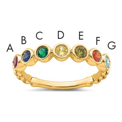 14K Yellow Gold 7-Stone Mother's Birthstone Ring