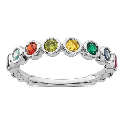 14K White Gold 8-Birthstone Mother's Ring – view 2