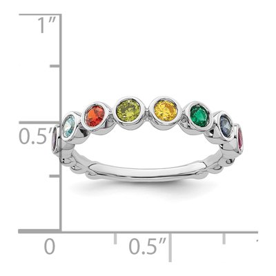 14K White Gold 8-Birthstone Mother's Ring – view 6