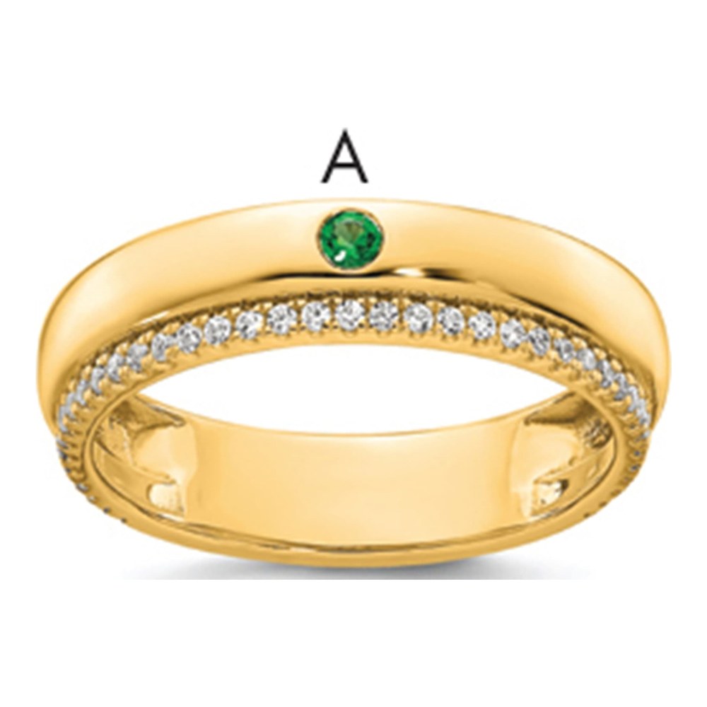14K 1 Birthstone And Diamond Mother's Ring Semi-Mount
