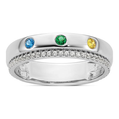 14K White Gold 3-Stone Mother's Ring Semi-Mount – view 2