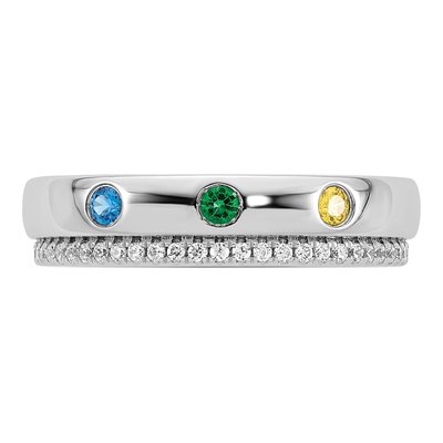 14K White Gold 1/5 ct tw Birthstone Diamond Mother's Ring – view 5