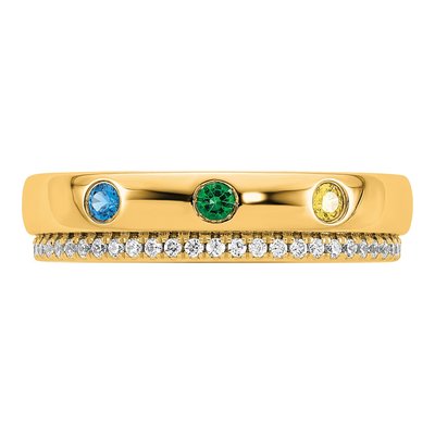 14K Yellow Gold 3-Birthstone Mother's Ring Semi-Mount – view 5