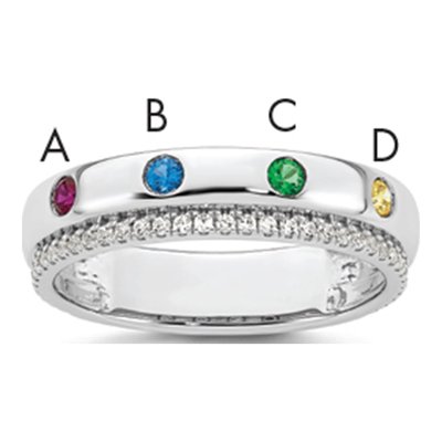 14K White Gold Mother's Ring Semi-Mount