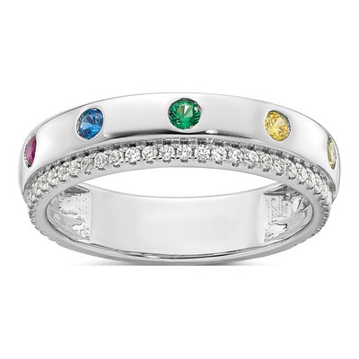 14K White Gold 5-Stone Mother's Ring Semi-Mount – view 2