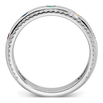 14K White Gold 5-Stone Mother's Ring Semi-Mount – view 3