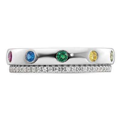14K White Gold 5-Stone Mother's Ring Semi-Mount – view 5