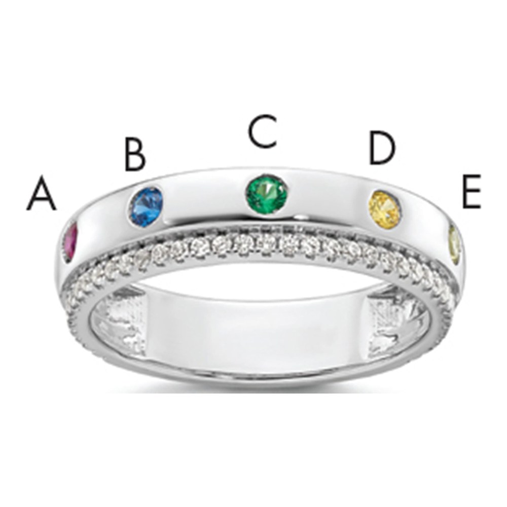 14K Wg 5 Birthstone And Diamond Mother's Ring Semi-Mount