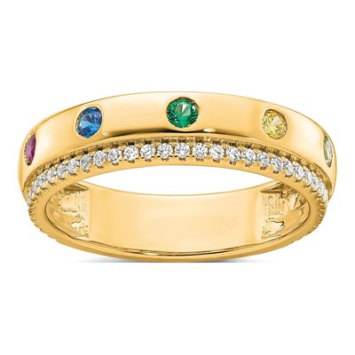 14K Yellow Gold 5-Stone Mother's Ring Semi-Mount – view 2