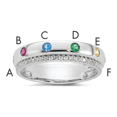 14K White Gold 1/5 ct tw Mother's Ring