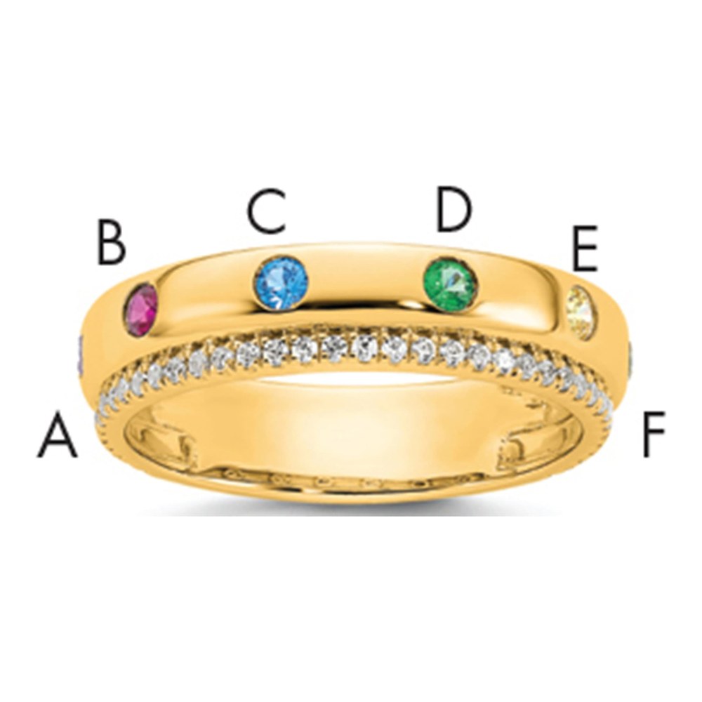 14K 6 Birthstone And Diamond Mother's Ring Semi-Mount