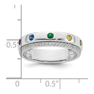 14K White Gold 7-Birthstone Mother's Ring Semi-Mount – view 6