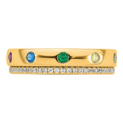 14K Yellow Gold Mother's Ring Semi-Mount – view 5