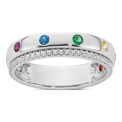 14K White Gold Diamond Mother's Ring Semi-Mount – view 2