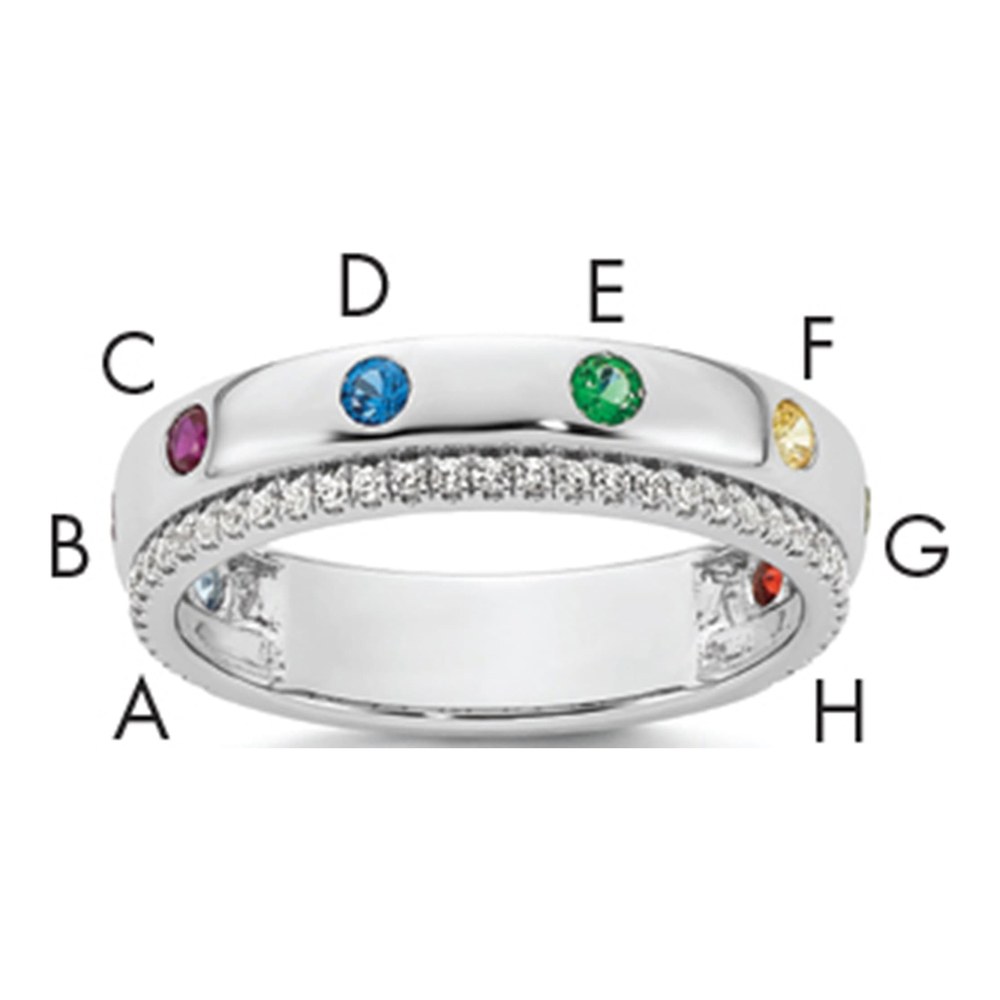 14K Wg8 Birthstone And Diamond Mother's Ring Semi-Mount