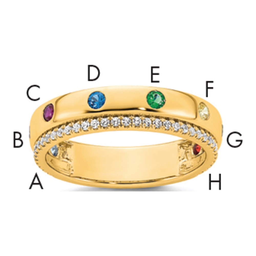 14K 8 Birthstone And Diamond Mother's Ring Semi-Mount